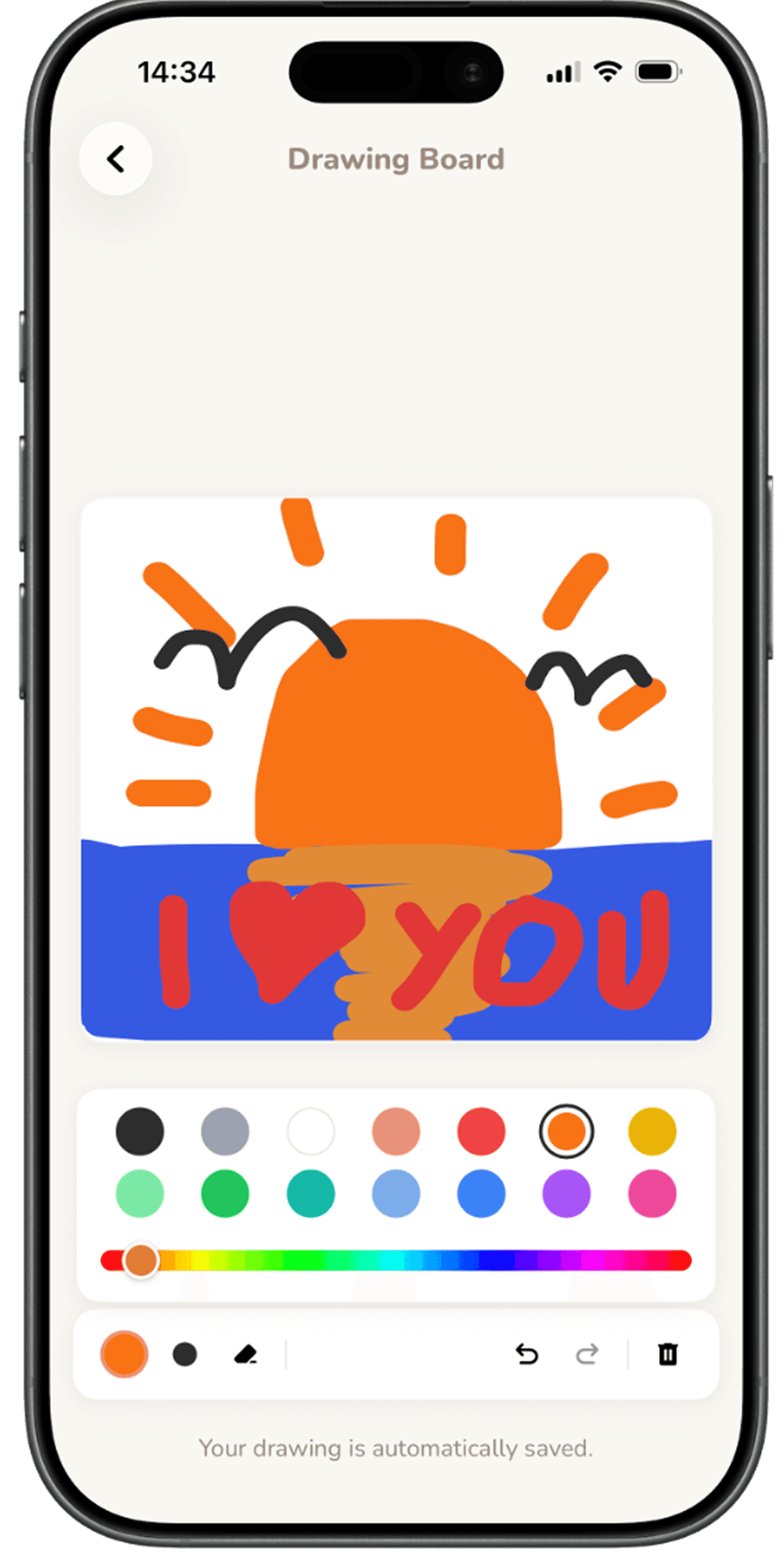 Drawing board feature in Mochi app
