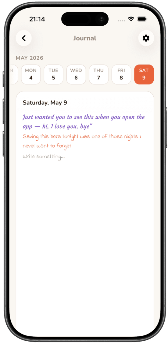Shared journal page in Mochi app