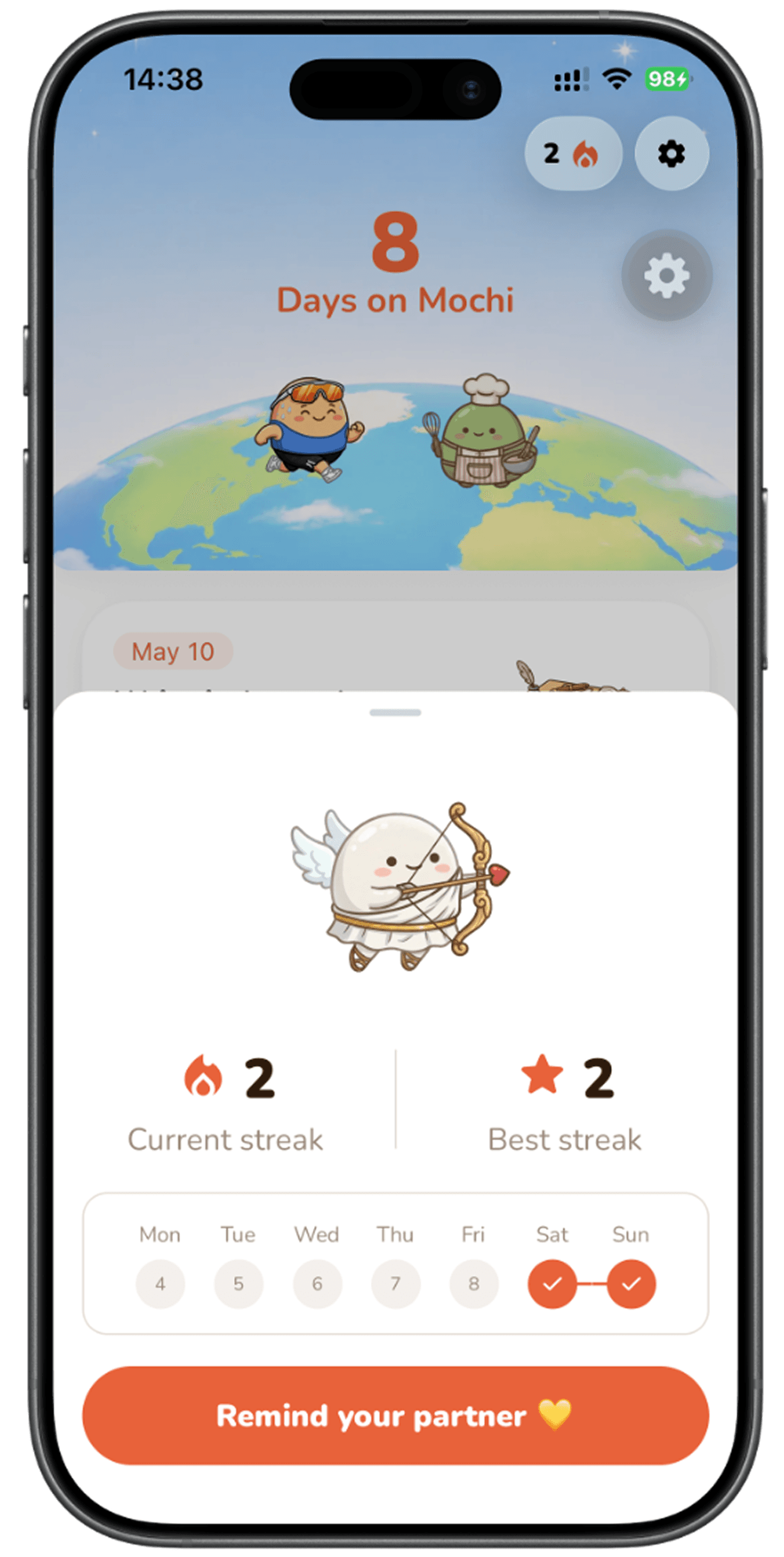 Relationship streak and daily missions in Mochi